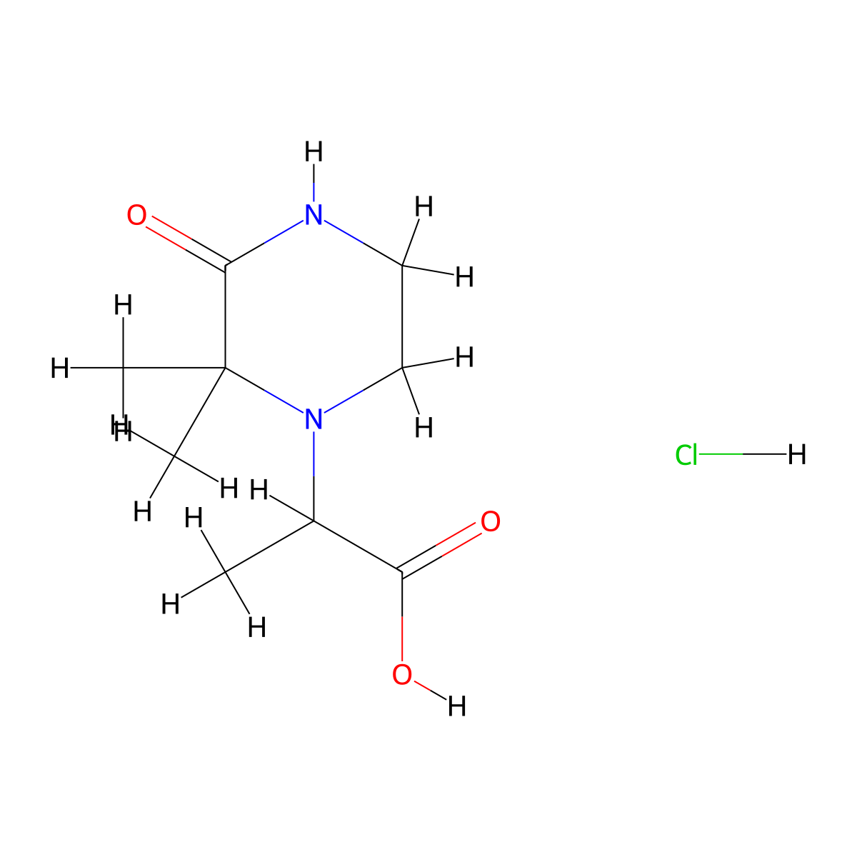 2-(2,2-Dimethyl-3-oxo-piperazin-1-yl)-propionic acid hydrochloride molecular structure, CAS 1100203-57-3