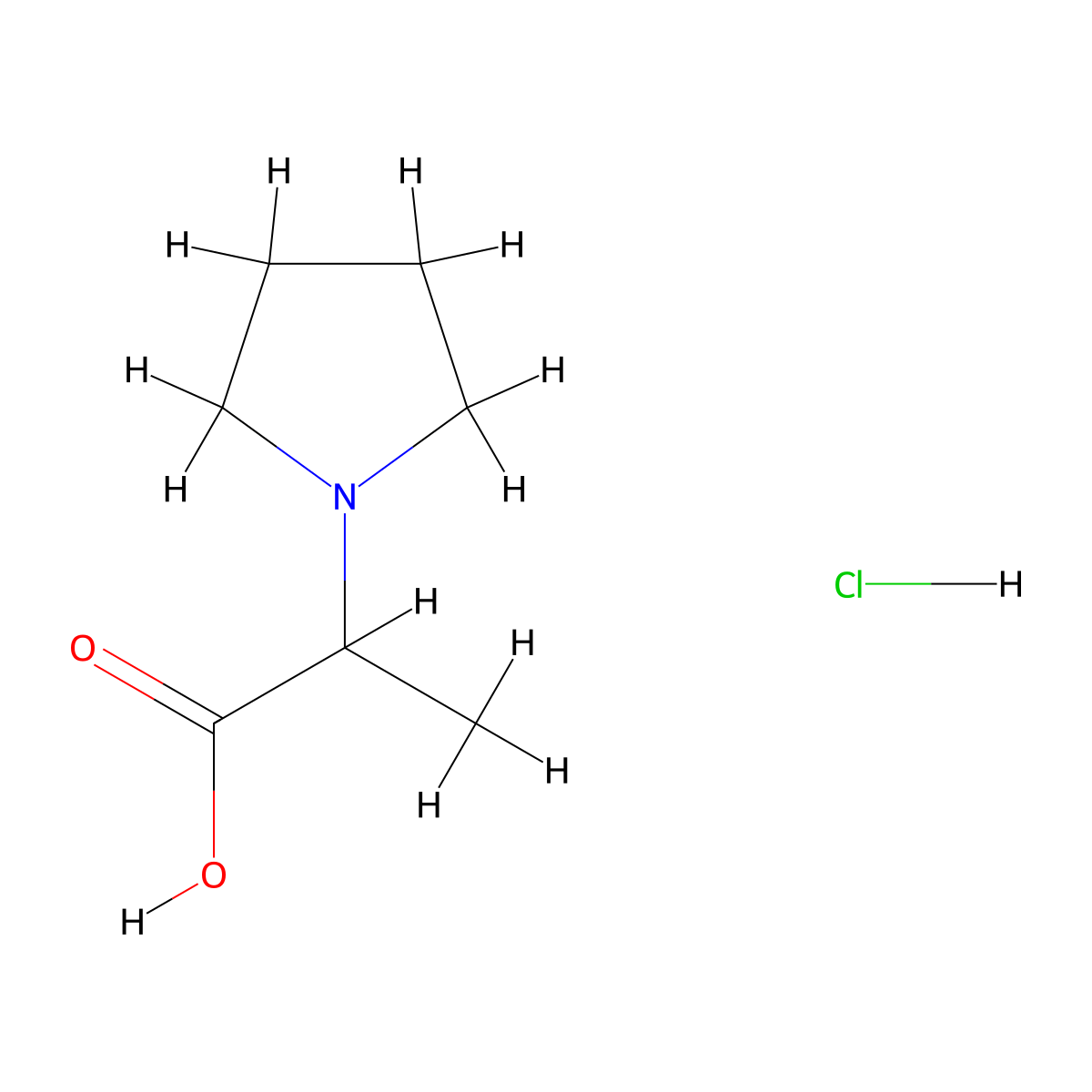 2-(Pyrrolidin-1-yl)propanoic acid hydrochloride molecular structure, CAS 1100203-58-4