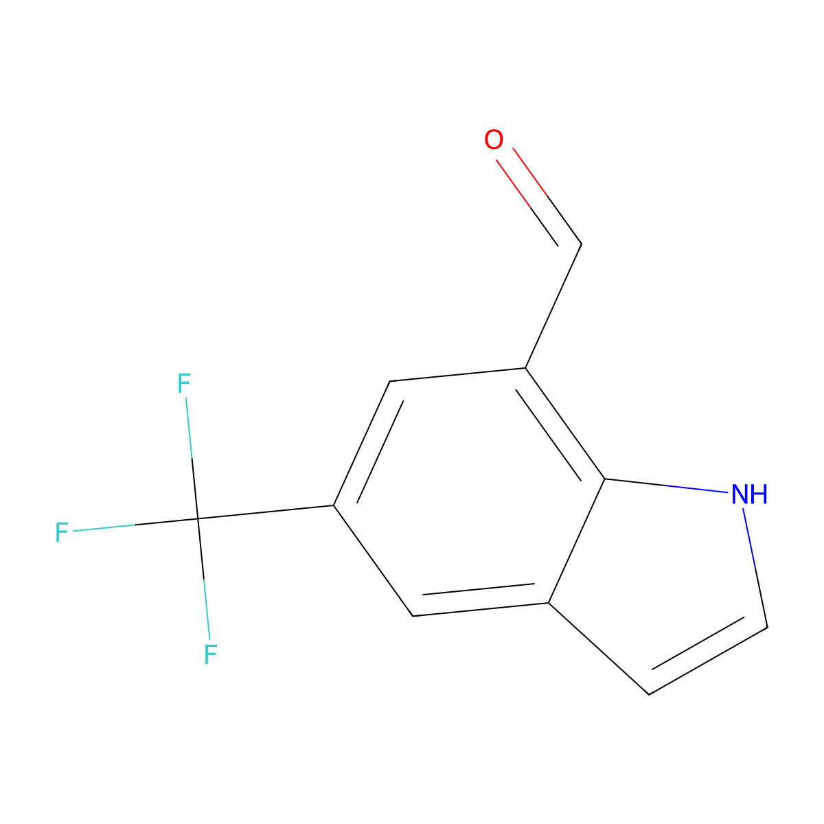5-(trifluoromethyl)-1H-indole-7-carbaldehyde molecular structure, CAS 1100215-34-6