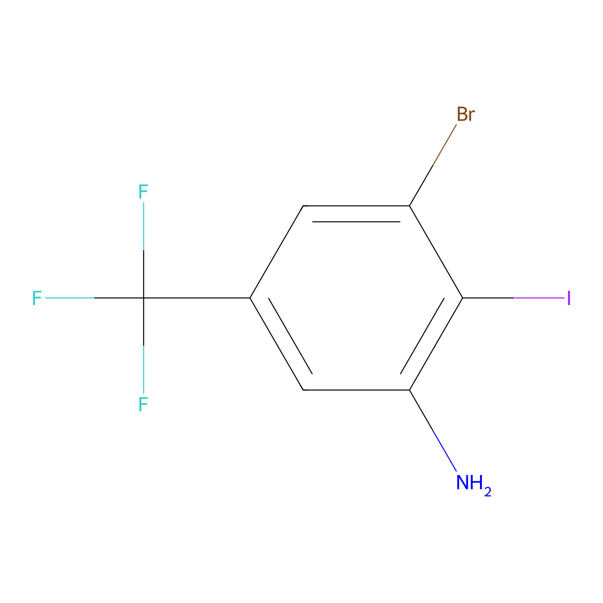 3-Bromo-2-iodo-5-(trifluoromethyl)aniline molecular structure, CAS 1100215-54-0
