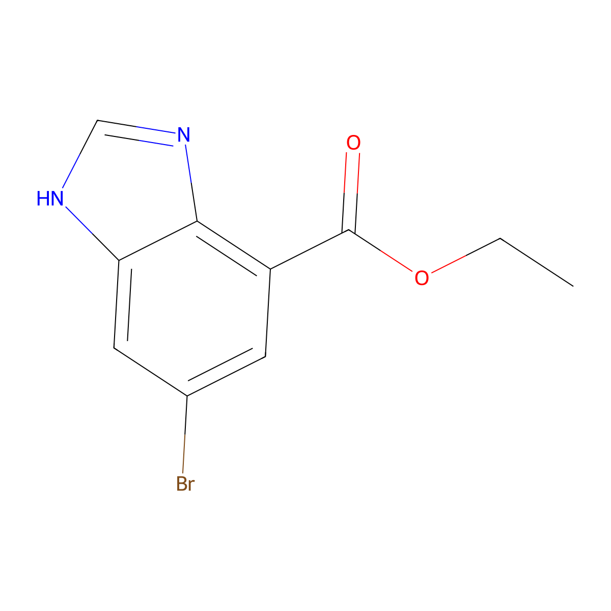 Ethyl 5-bromo-1H-benzo[d]imidazole-7-carboxylate molecular structure, CAS 1100218-00-5