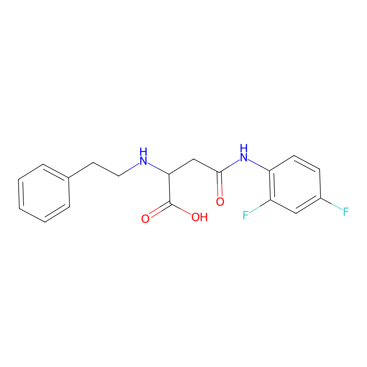 4-((2,4-Difluorophenyl)amino)-4-oxo-2-(phenethylamino)butanoic acid molecular structure, CAS 1100221-17-7