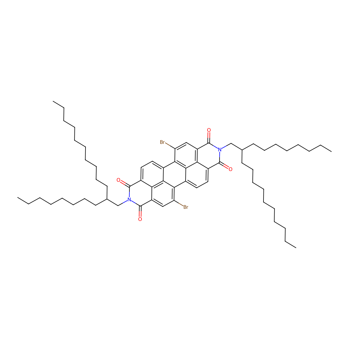 5,12-Dibromo-2,9-bis(2-octyldodecyl)anthra[2,1,9-def:6,5,10-d'e'f']diisoquinoline-1,3,8,10(2H,9H)-tetraone molecular structure, CAS 1100243-37-5