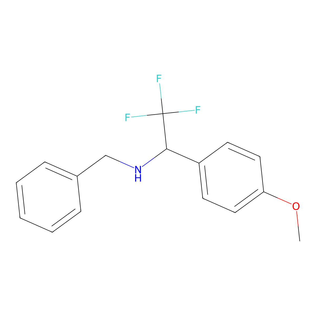 Benzyl[2,2,2-trifluoro-1-(4-methoxyphenyl)ethyl]amine molecular structure, CAS 1100245-50-8