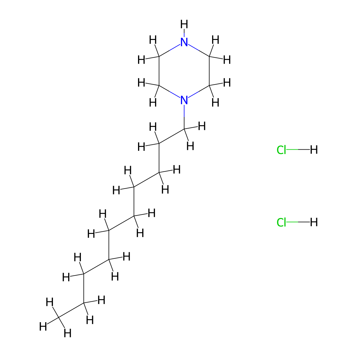 Piperazine, 1-decyl-, dihydrochloride molecular structure, CAS 110027-41-3
