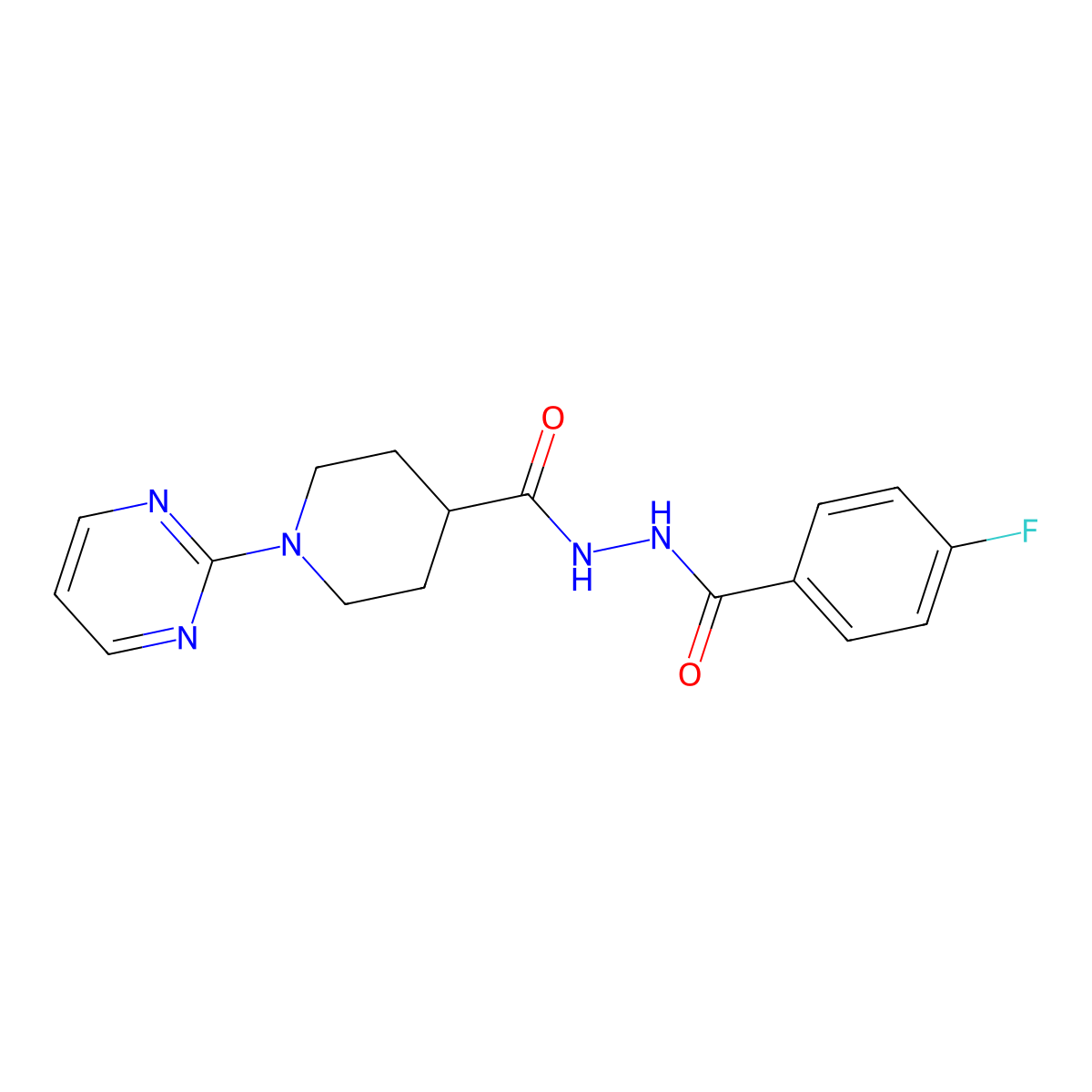 N'-(4-fluorobenzoyl)-1-(pyrimidin-2-yl)piperidine-4-carbohydrazide molecular structure, CAS 1100316-12-8