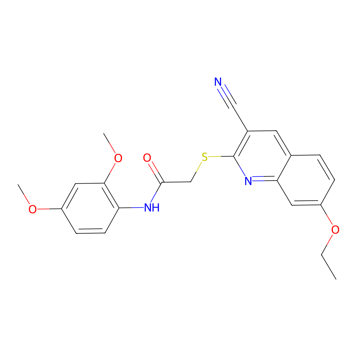 2-[(3-Cyano-7-ethoxy-2-quinolinyl)thio]-N-(2,4-dimethoxyphenyl)acetamide molecular structure, CAS 1100318-99-7
