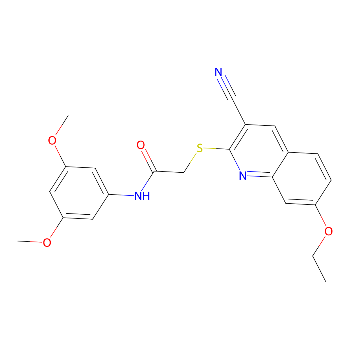 2-[(3-Cyano-7-ethoxy-2-quinolinyl)thio]-N-(3,5-dimethoxyphenyl)acetamide molecular structure, CAS 1100319-03-6