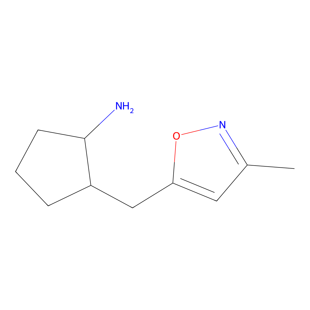 2-((3-Methylisoxazol-5-yl)methyl)cyclopentanamine molecular structure, CAS 1100327-73-8