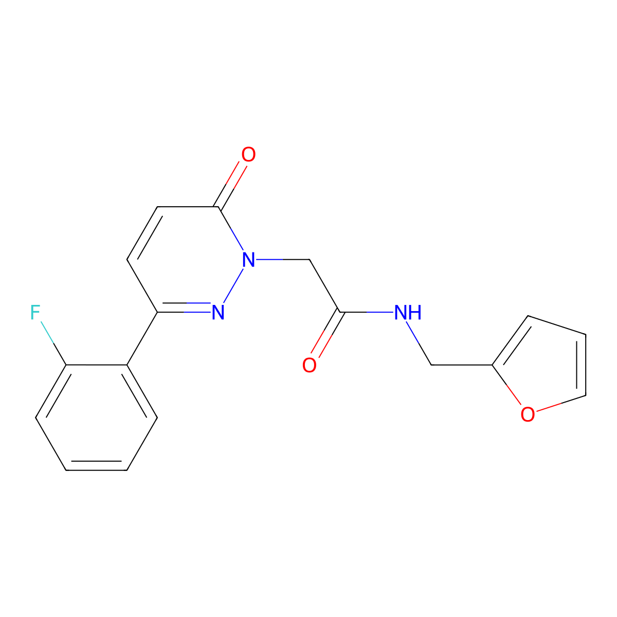2-[3-(2-fluorophenyl)-6-oxo-1(6H)-pyridazinyl]-N-(2-furylmethyl)acetamide molecular structure, CAS 1100344-88-4