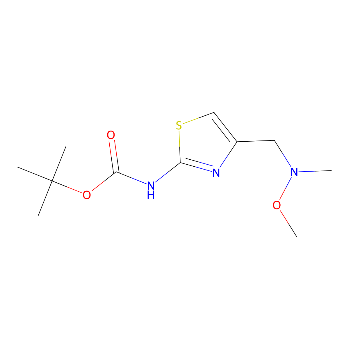 {4-[(Methoxy-methyl-amino)-methyl]-thiazol-2-YL}-carbamic acid tert-butyl ester molecular structure, CAS 1100350-49-9