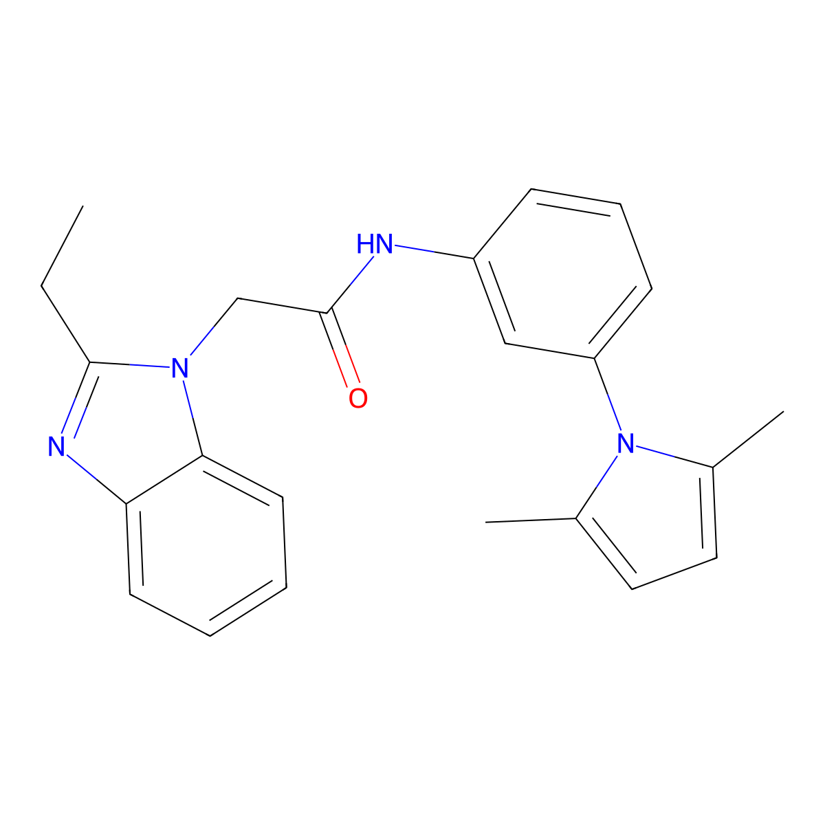 N-[3-(2,5-Dimethyl-1H-pyrrol-1-yl)phenyl]-2-ethyl-1H-benzimidazole-1-acetamide molecular structure, CAS 1100350-50-2