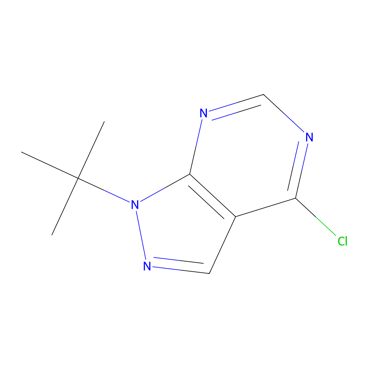 1-tert-butyl-4-chloro-1H-pyrazolo[3,4-d]pyrimidine molecular structure, CAS 1100365-45-4