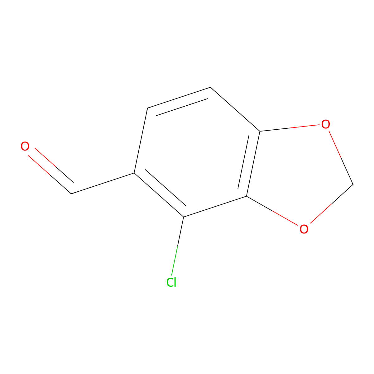 4-Chloro-1,3-dioxaindane-5-carbaldehyde molecular structure, CAS 110038-91-0