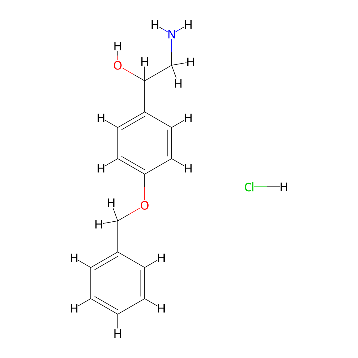 2-Amino-1-(4-phenylmethoxyphenyl)ethanol;hydrochloride molecular structure, CAS 110039-04-8