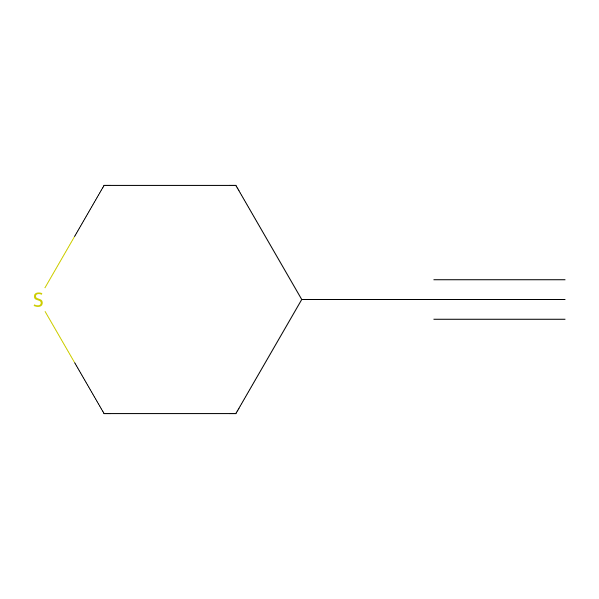 4-ethynyltetrahydro-2H-thiopyran molecular structure, CAS 1100509-34-9