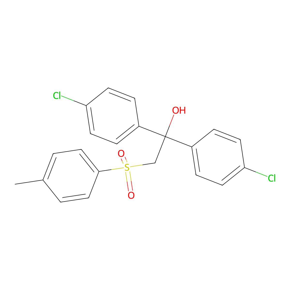 1,1-Bis(4-chlorophenyl)-2-[(4-methylphenyl)sulfonyl]-1-ethanol molecular structure, CAS 110052-75-0
