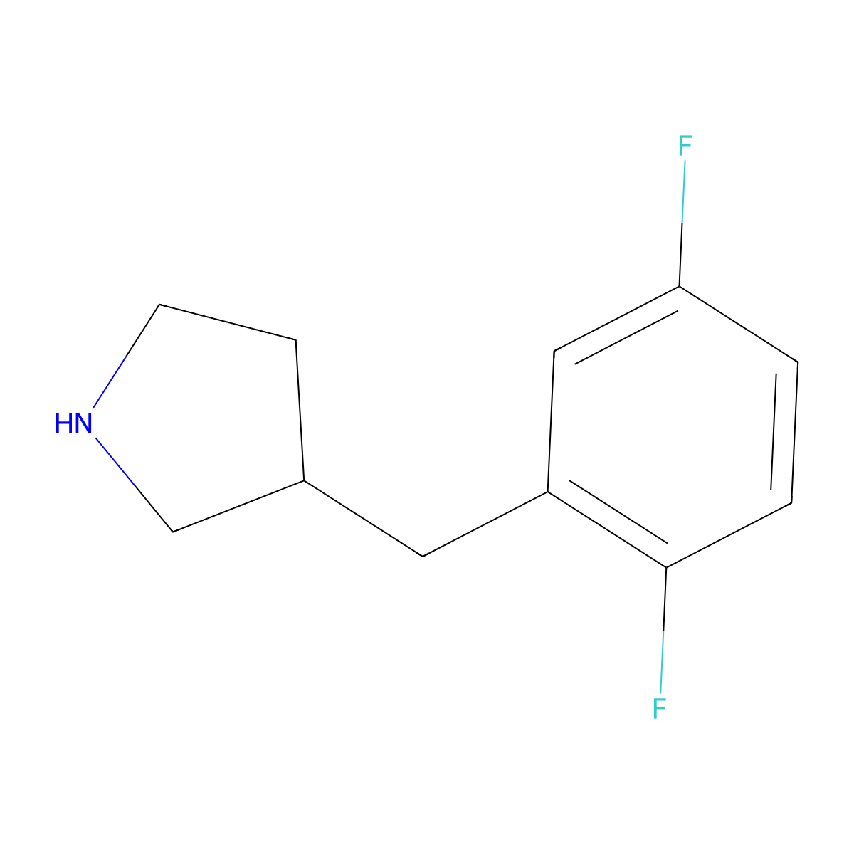 3-[(2,5-Difluorophenyl)methyl]pyrrolidine molecular structure, CAS 1100640-03-6