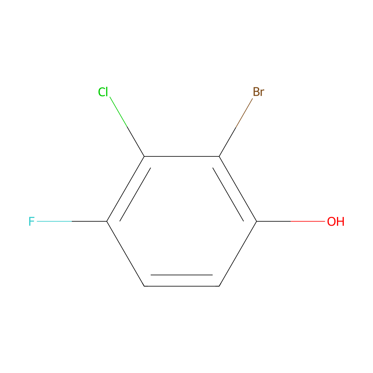 2-Bromo-3-chloro-4-fluorophenol molecular structure, CAS 1100640-19-4