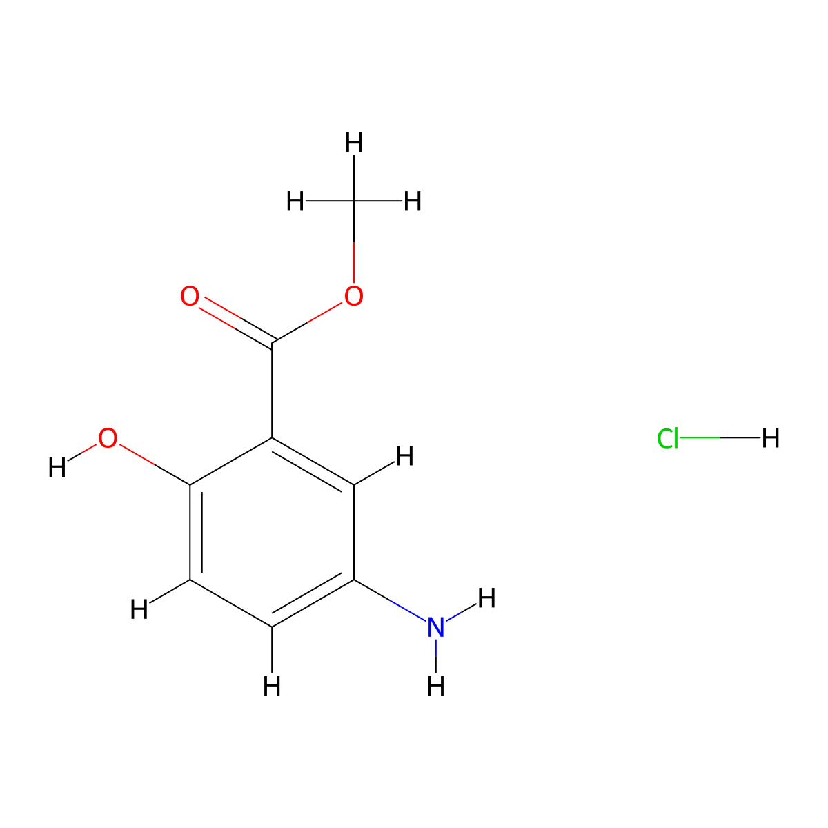 Methyl 5-aminosalicylate hydrochloride molecular structure, CAS 110065-66-2