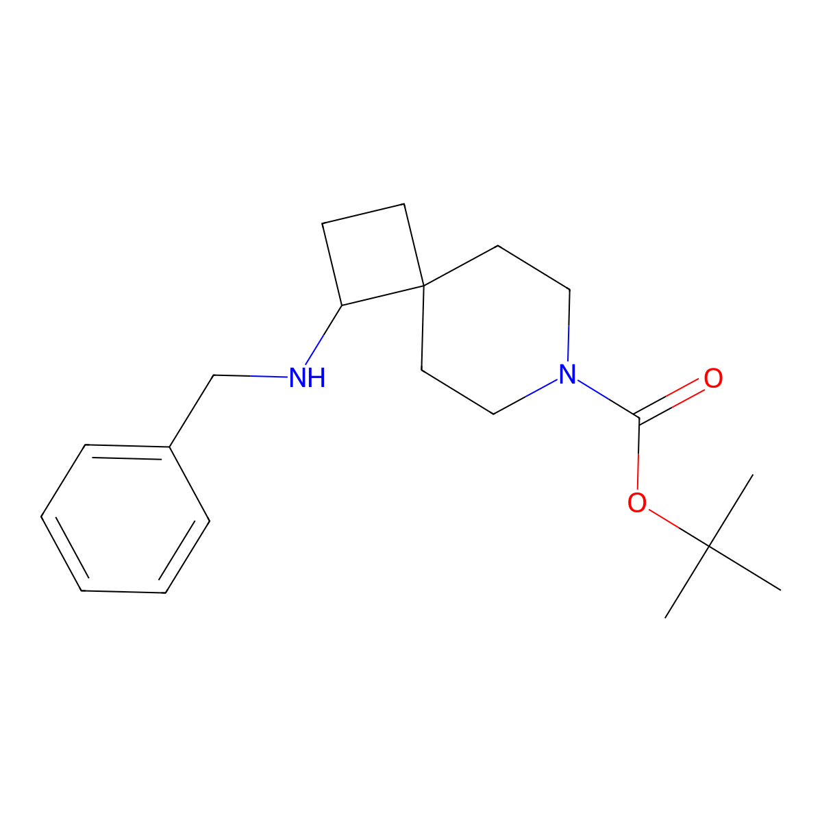 Tert-butyl 1-(benzylamino)-7-azaspiro[3.5]nonane-7-carboxylate molecular structure, CAS 1100748-83-1