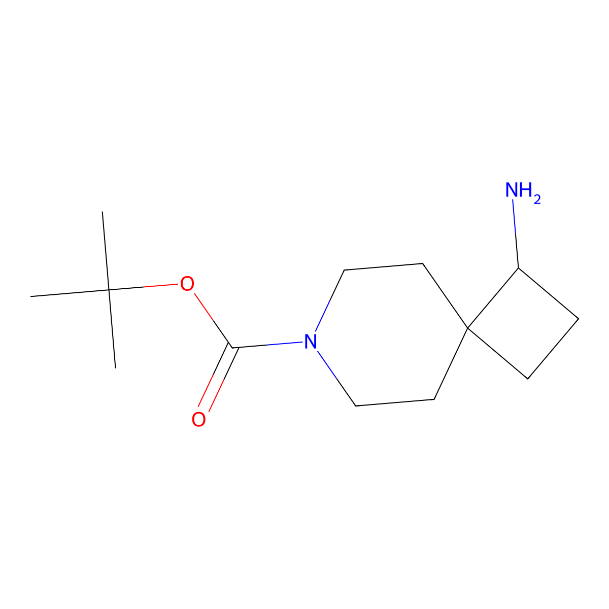 Tert-butyl 1-amino-7-azaspiro[3.5]nonane-7-carboxylate molecular structure, CAS 1100748-84-2