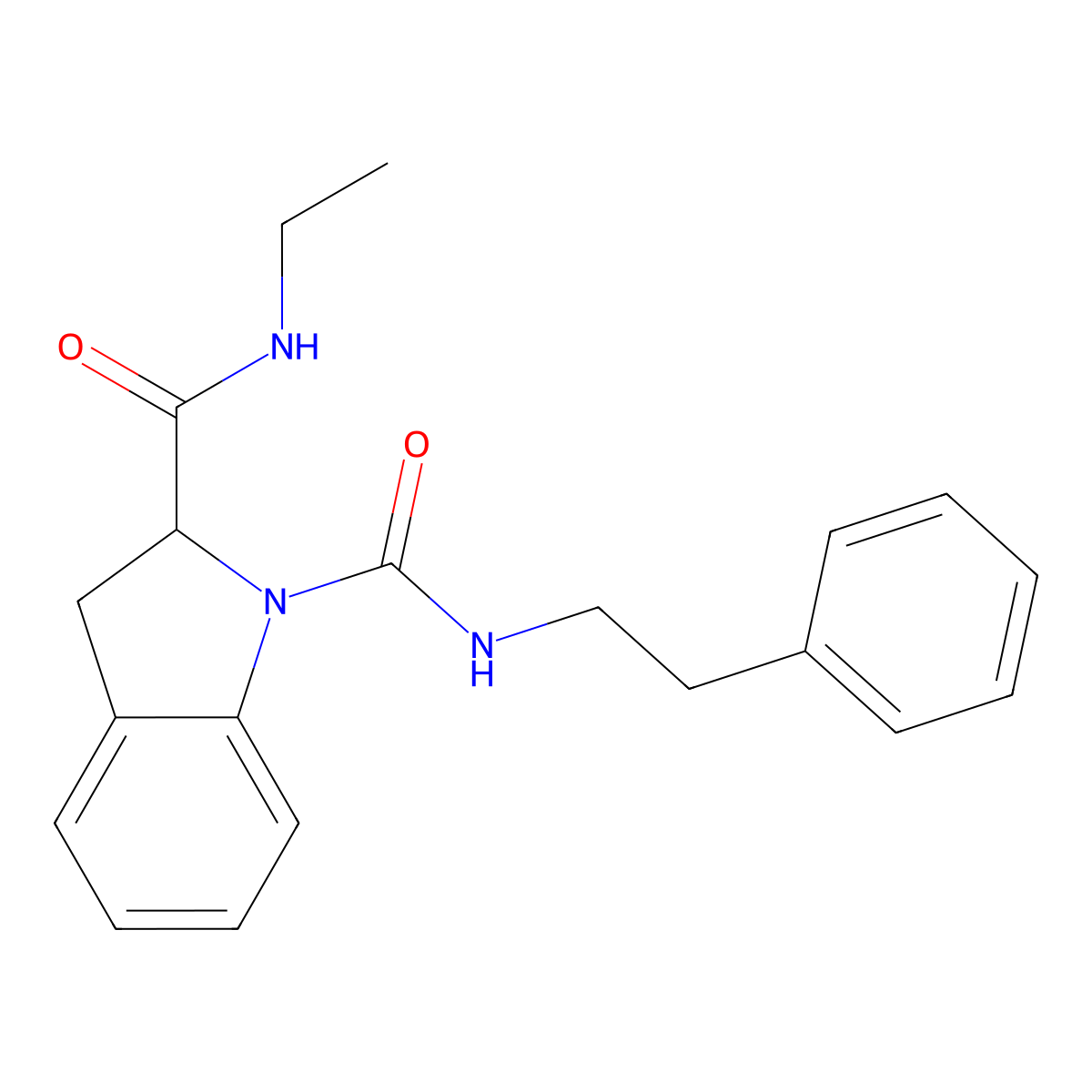 N2-ethyl-N1-phenethylindoline-1,2-dicarboxamide molecular structure, CAS 1100751-80-1