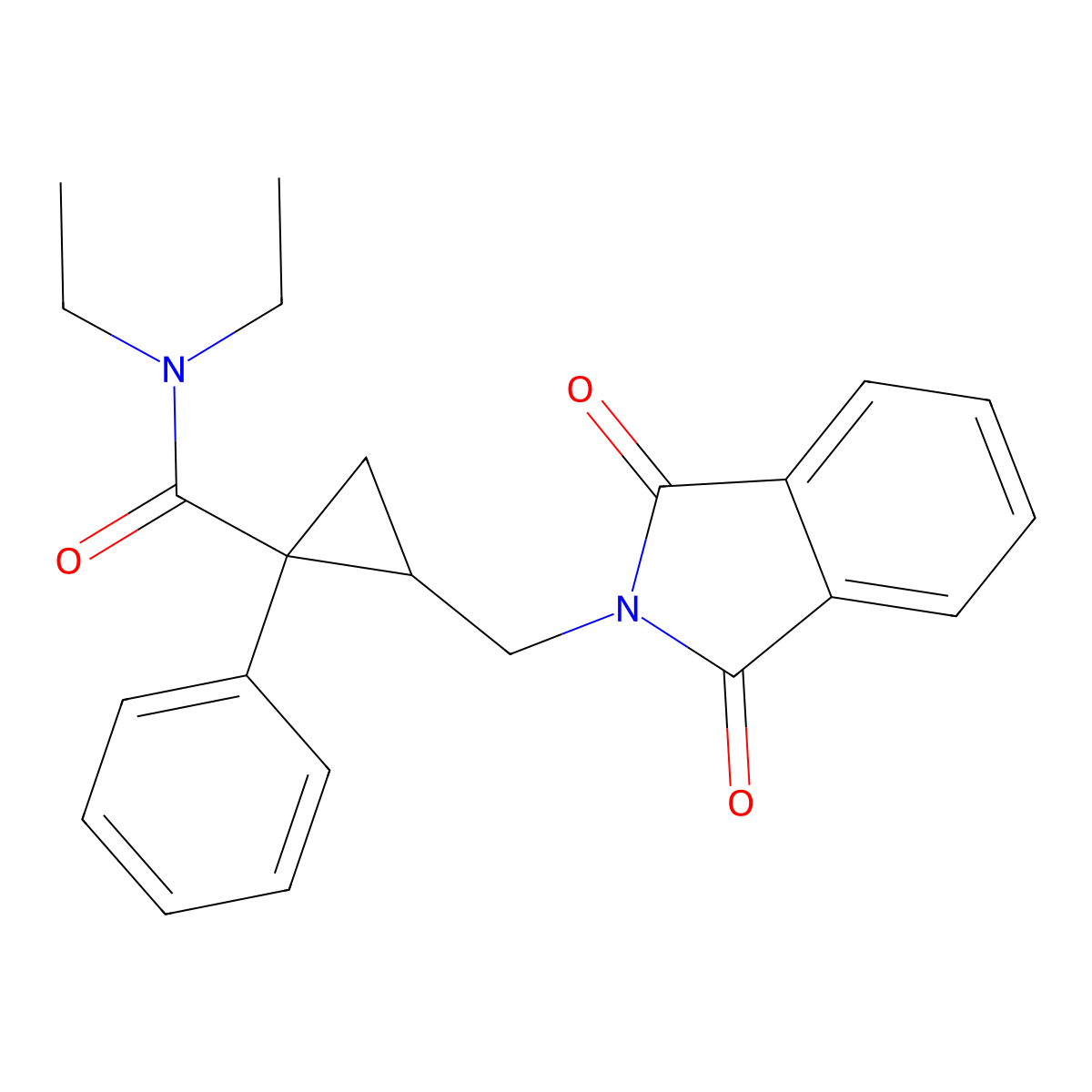 2-((1,3-dioxoisoindol-2-yl)methyl)-N,N-diethyl-1-phenylcyclopropane-1-carboxamide molecular structure, CAS 1100753-09-0