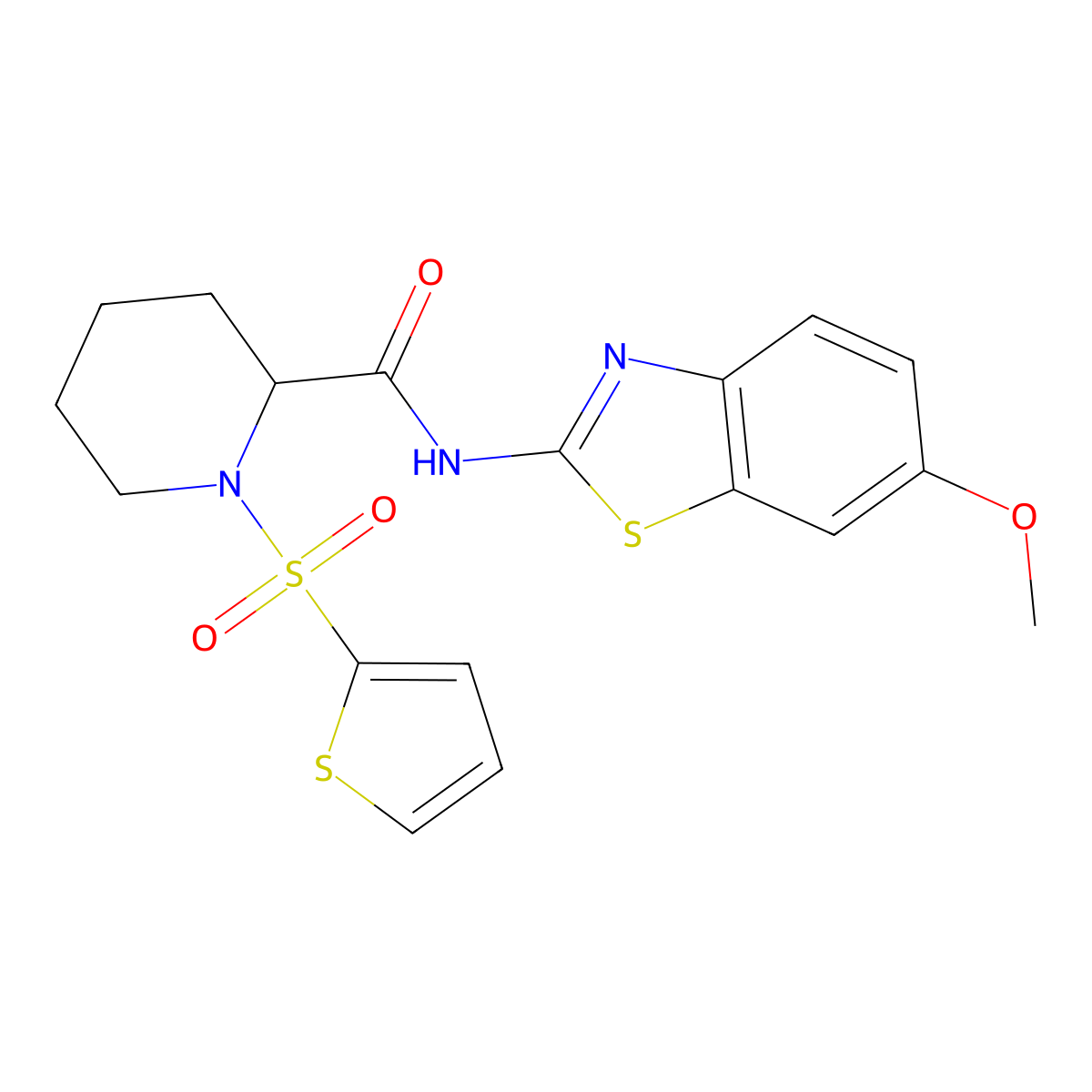 N-(6-methoxybenzo[d]thiazol-2-yl)-1-(thiophen-2-ylsulfonyl)piperidine-2-carboxamide molecular structure, CAS 1100754-26-4