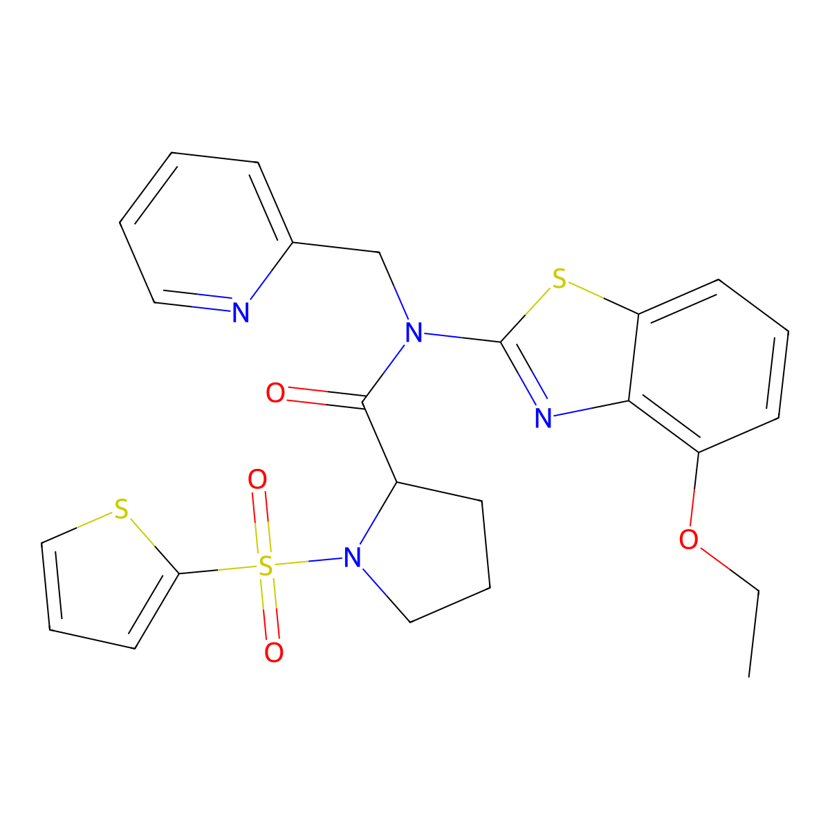 N-(4-ethoxy-1,3-benzothiazol-2-yl)-N-[(pyridin-2-yl)methyl]-1-(thiophene-2-sulfonyl)pyrrolidine-2-carboxamide molecular structure, CAS 1100755-34-7