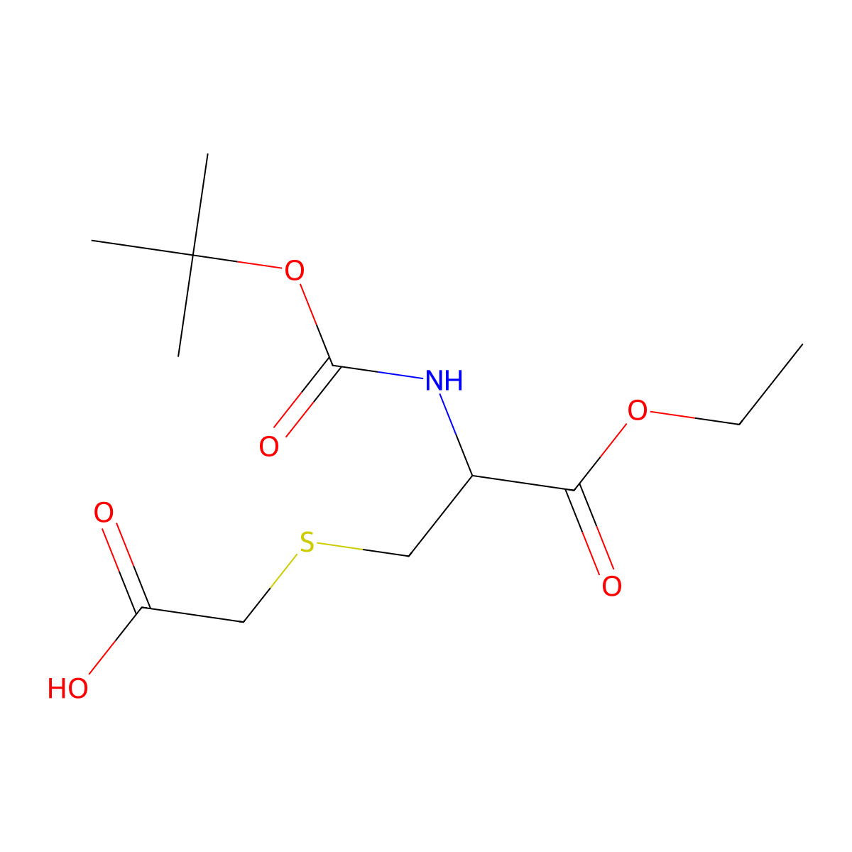 2-({2-[(Tert-butoxycarbonyl)amino]-3-ethoxy-3-oxopropyl}sulfanyl)acetic acid molecular structure, CAS 1100755-69-8