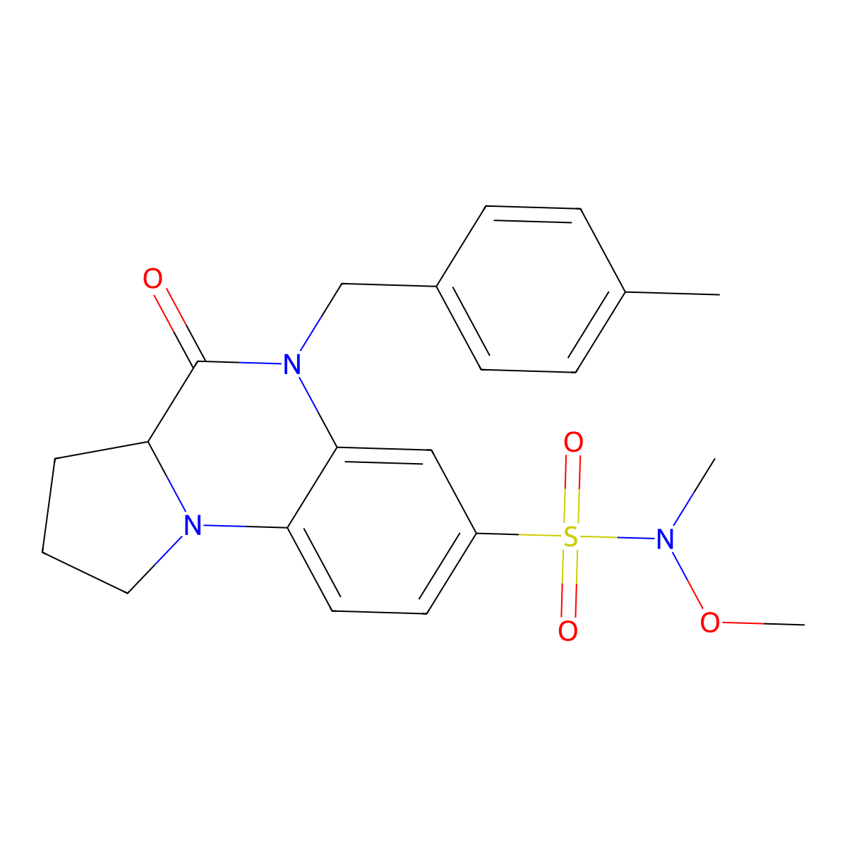 N-methoxy-N-methyl-5-(4-methylbenzyl)-4-oxo-1,2,3,3a,4,5-hexahydropyrrolo[1,2-a]quinoxaline-7-sulfonamide molecular structure, CAS 1100756-08-8