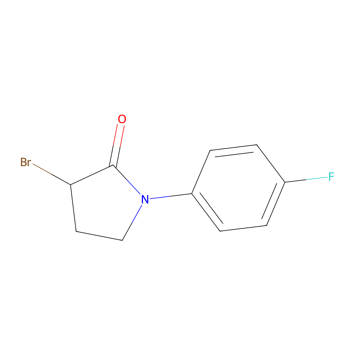 3-Bromo-1-(4-fluorophenyl)pyrrolidin-2-one molecular structure, CAS 1100756-25-9