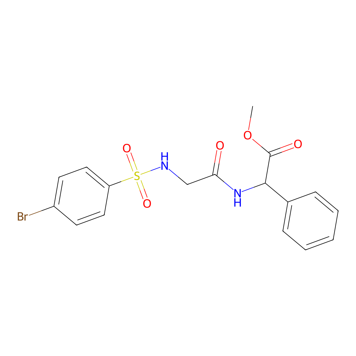 Methyl 2-[(2-{[(4-bromophenyl)sulfonyl]amino}acetyl)amino]-2-phenylacetate molecular structure, CAS 1100757-01-4