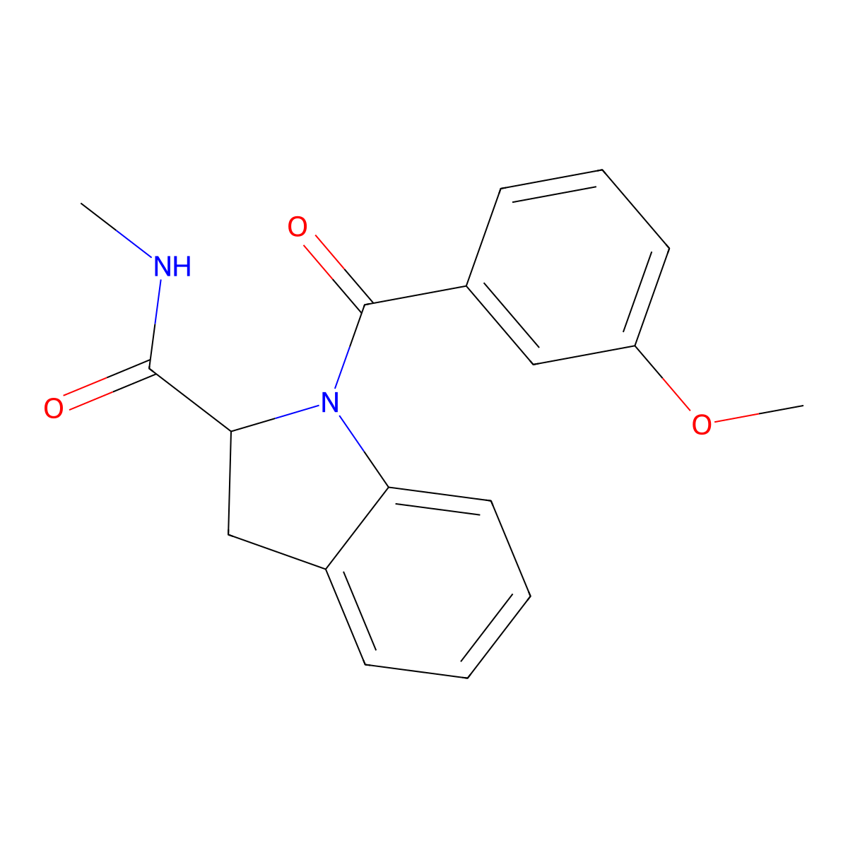 1-(3-methoxybenzoyl)-N-methylindoline-2-carboxamide molecular structure, CAS 1100757-61-6