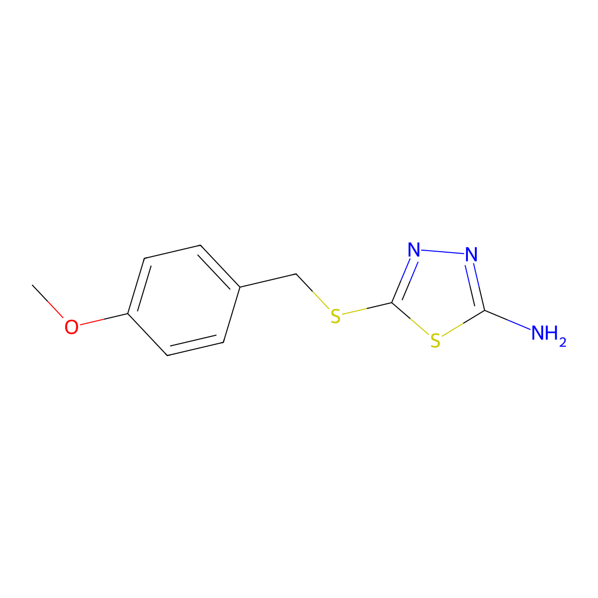 1,3,4-Thiadiazol-2-amine, 5-[[(4-methoxyphenyl)methyl]thio]- molecular structure, CAS 110076-50-1