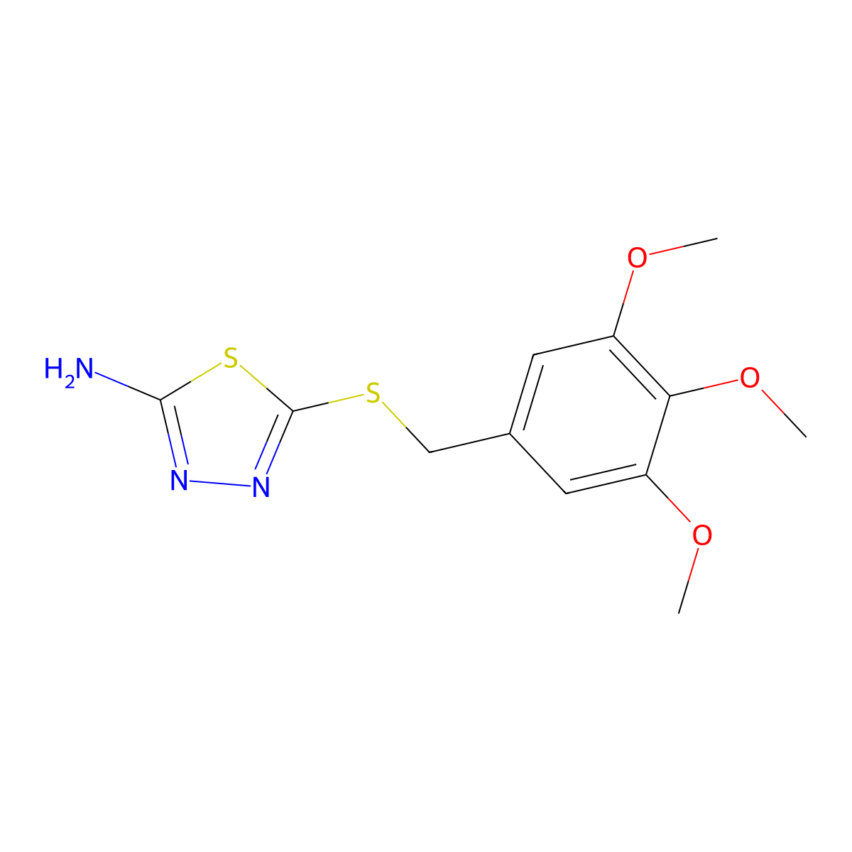 5-[(3,4,5-Trimethoxyphenyl)methylthio]-1,3,4-thiadiazole-2-ylamine molecular structure, CAS 110076-52-3