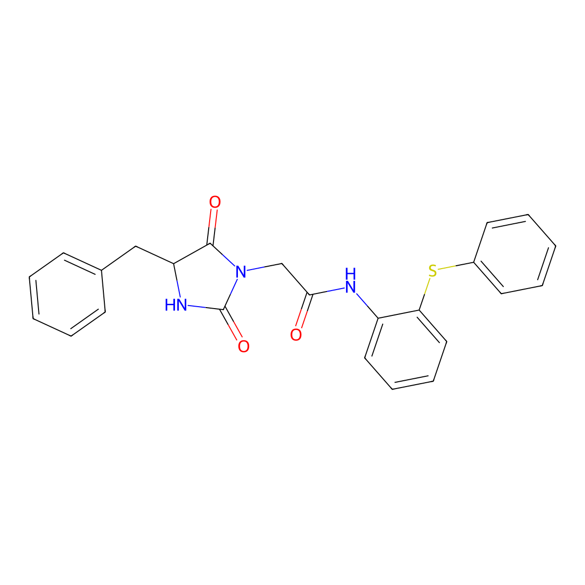 2-(4-benzyl-2,5-dioxoimidazolidin-1-yl)-N-[2-(phenylsulfanyl)phenyl]acetamide molecular structure, CAS 1100761-08-7