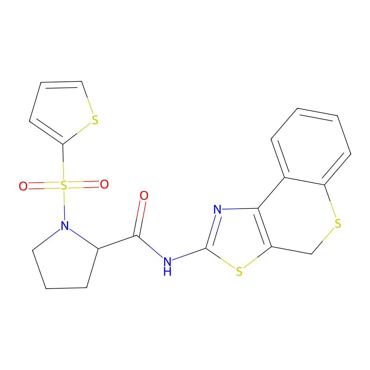 N-(4H-thiochromeno[4,3-d]thiazol-2-yl)-1-(thiophen-2-ylsulfonyl)pyrrolidine-2-carboxamide molecular structure, CAS 1100761-41-8