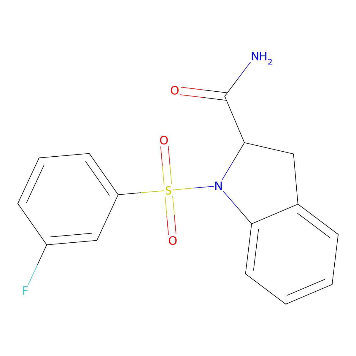 1-((3-Fluorophenyl)sulfonyl)indoline-2-carboxamide molecular structure, CAS 1100762-61-5