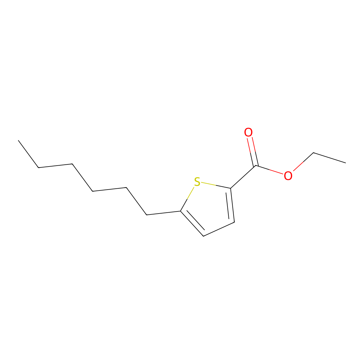 Ethyl 5-hexylthiophene-2-carboxylate molecular structure, CAS 1100763-47-0