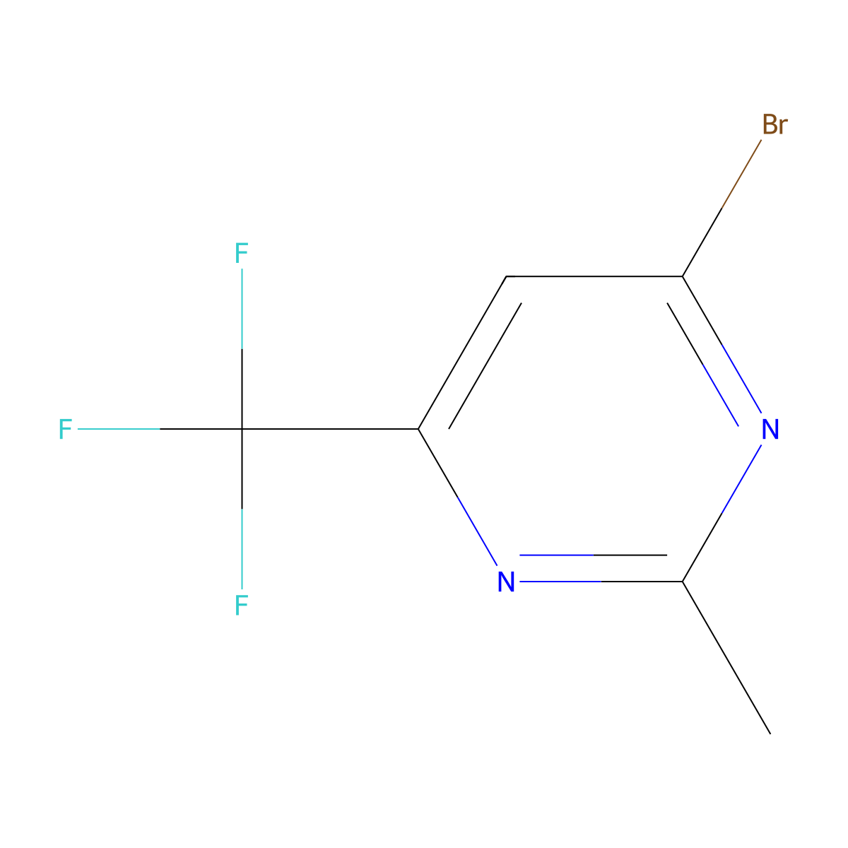 4-Bromo-2-methyl-6-(trifluoromethyl)pyrimidine molecular structure, CAS 1100767-02-9