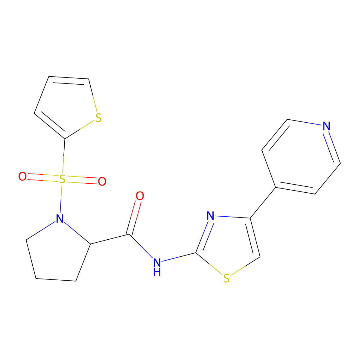N-(4-(pyridin-4-yl)thiazol-2-yl)-1-(thiophen-2-ylsulfonyl)pyrrolidine-2-carboxamide molecular structure, CAS 1100785-06-5