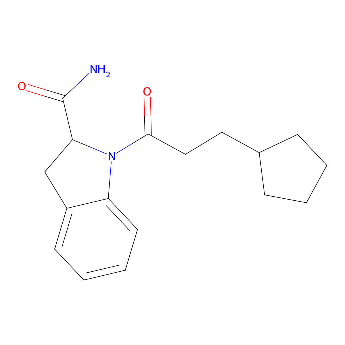 1-(3-Cyclopentylpropanoyl)indoline-2-carboxamide molecular structure, CAS 1100785-63-4