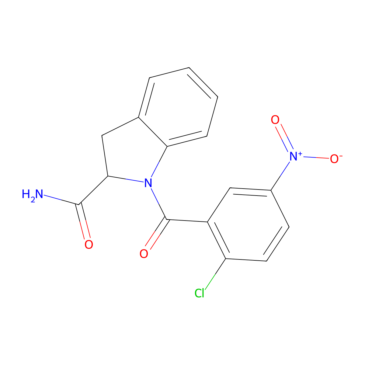 1-(2-Chloro-5-nitrobenzoyl)indoline-2-carboxamide molecular structure, CAS 1100788-29-1