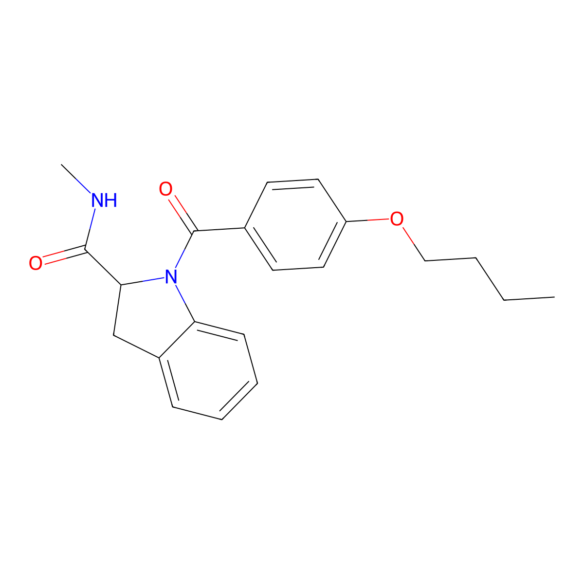 1-(4-butoxybenzoyl)-N-methylindoline-2-carboxamide molecular structure, CAS 1100789-03-4
