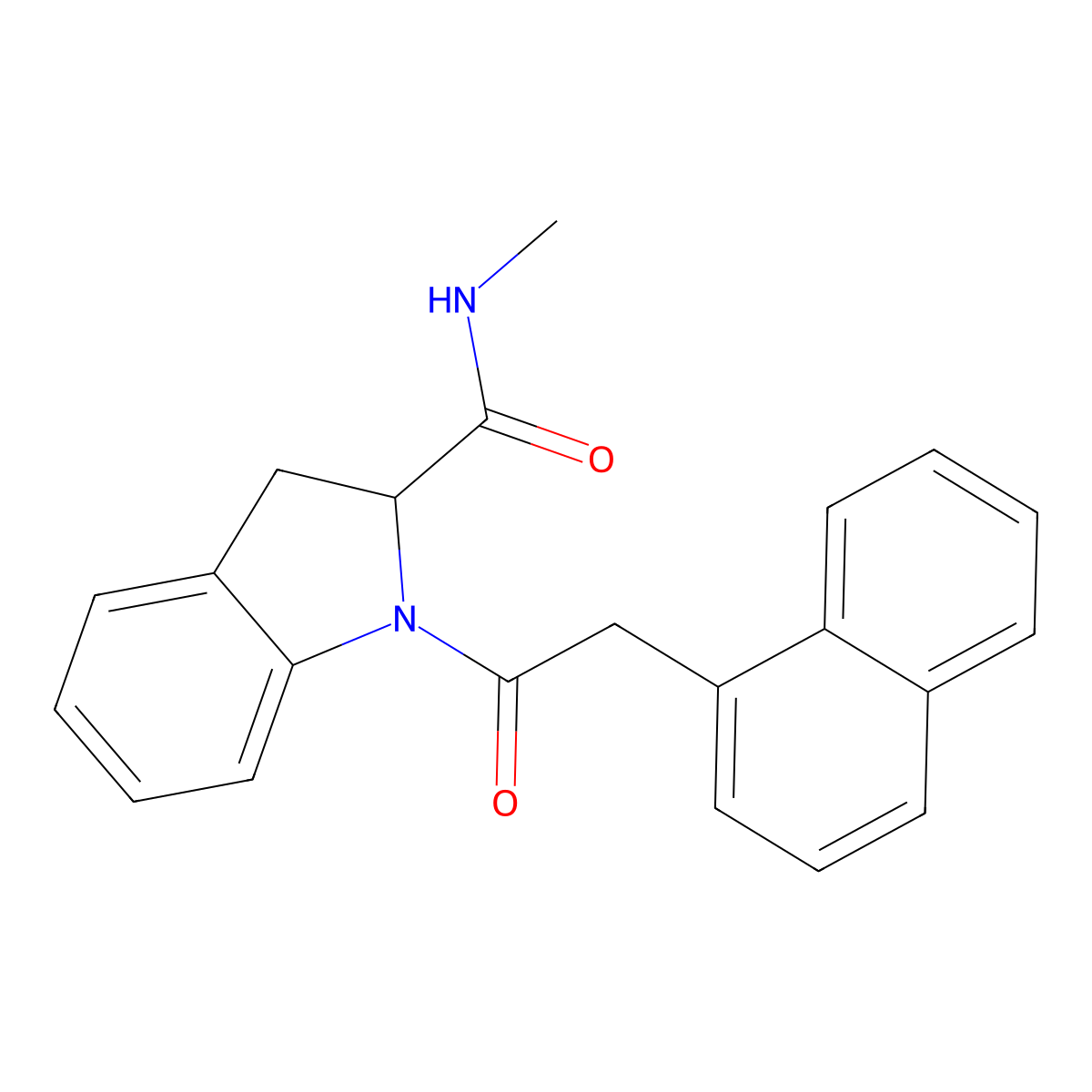 N-Methyl-1-((1-naphthyl)acetyl)indoline-2-carboxamide molecular structure, CAS 1100789-92-1