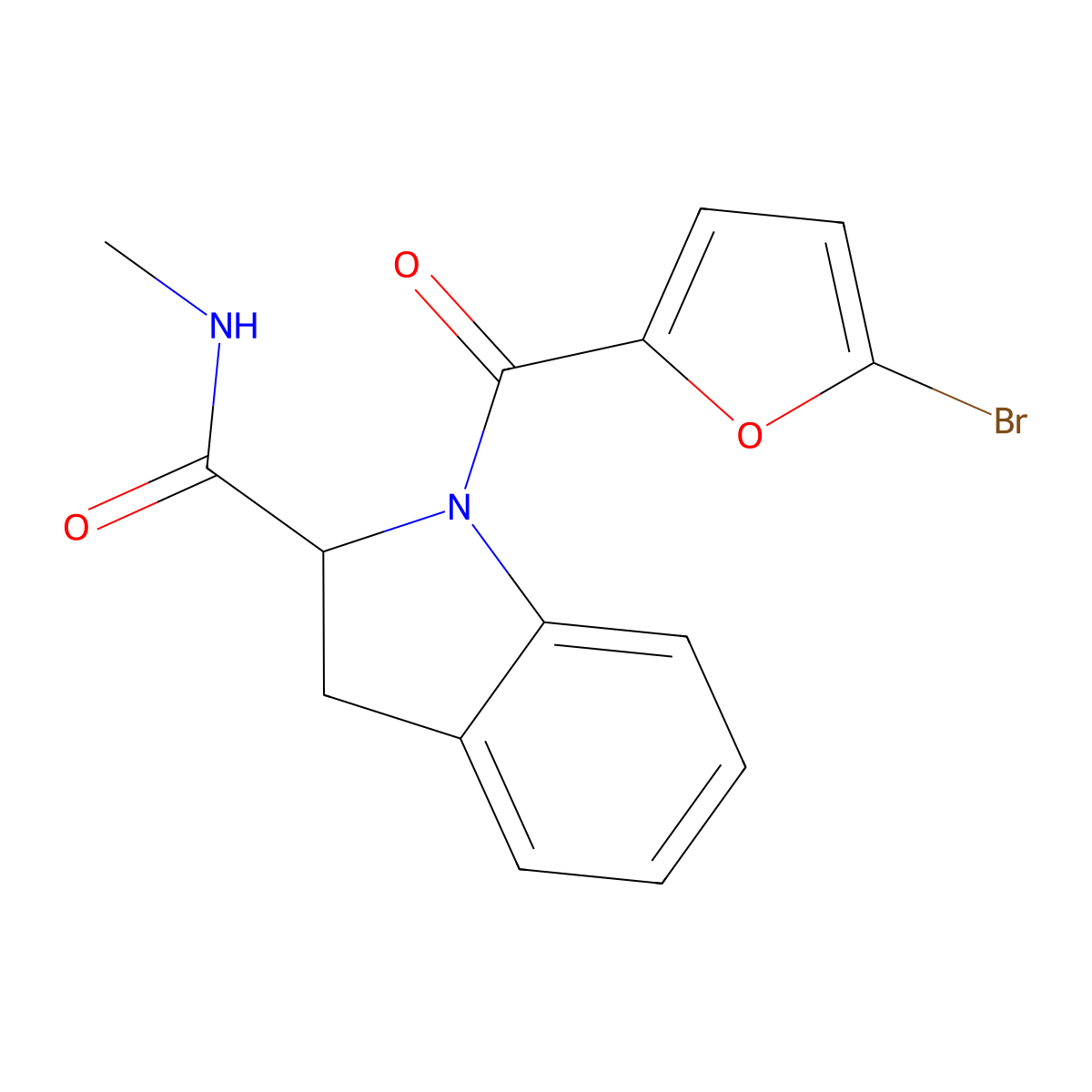 1-(5-bromofuran-2-carbonyl)-N-methylindoline-2-carboxamide molecular structure, CAS 1100790-26-8
