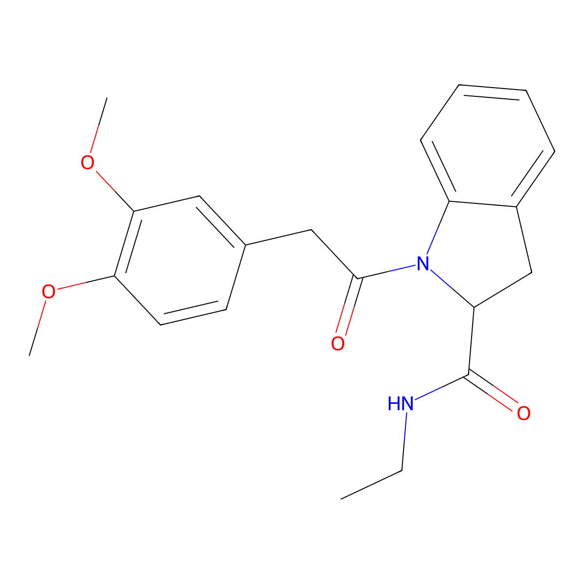 1-(2-(3,4-dimethoxyphenyl)acetyl)-N-ethylindoline-2-carboxamide molecular structure, CAS 1100790-85-9