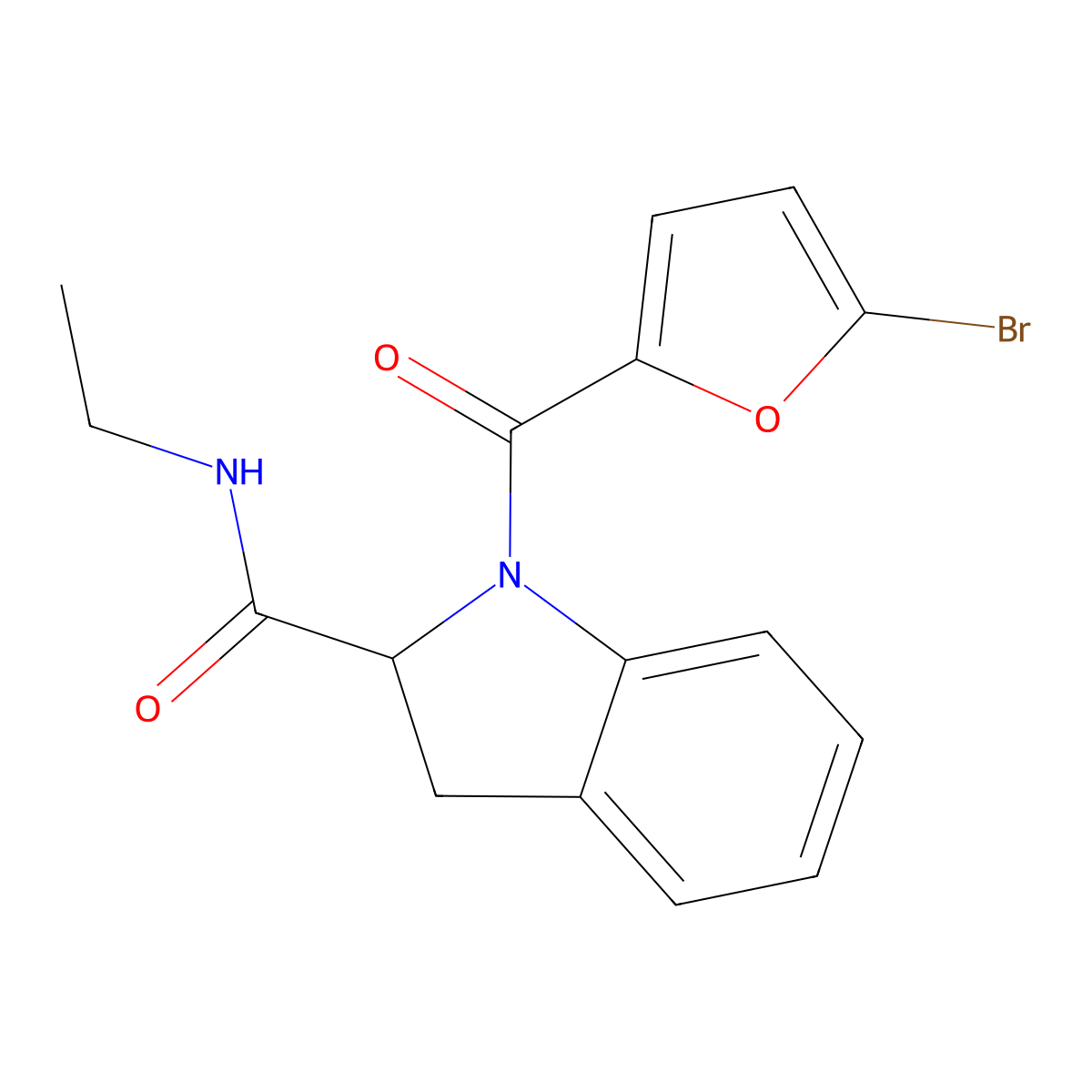 1-(5-bromofuran-2-carbonyl)-N-ethylindoline-2-carboxamide molecular structure, CAS 1100790-93-9